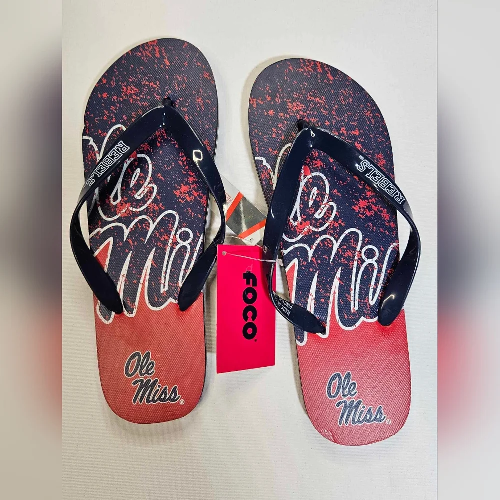 Ole‎ Miss Rebels Mens Flip Flops NCAA FOCO Fall Football Adult College Casual